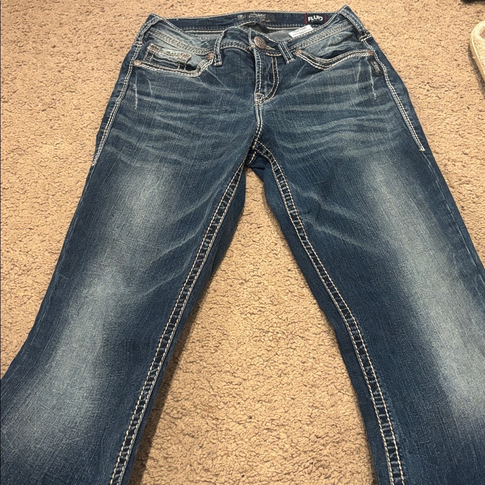 Silver Jeans Co. Suki Fluid JUNIORS Denim High Rise jeans Slim Boot Sz: 28